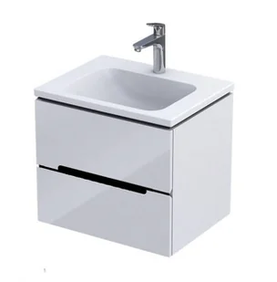 Oristo Szafka wisząca podumywalkowa SILVER UNI 60 cm, BIAŁY POŁYSK, LISTWA CZARNY OR33-SD2S-60-1-V6 - Szafki łazienkowe - miniaturka - grafika 1