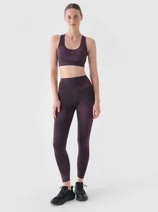 Damskie legginsy treningowe 4F 4FWAW24TFTIF285 - fioletowe - Spodnie sportowe damskie - miniaturka - grafika 1