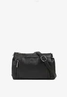 Torebki damskie - Czarna Torebka Listonoszka z Kieszonką na Suwak Izona - miniaturka - grafika 1