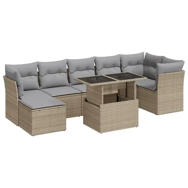 Zestaw wypoczynkowy z rattanu PE, beżowy, wymiary: 55x62x69 cm, 62x62x69 c