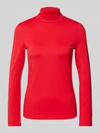 Bluzki damskie - Bluzka o kroju slim fit z długim rękawem i golfem - miniaturka - grafika 1