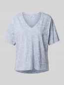 Koszulki i topy damskie - T-shirt z graficznym wzorem i dekoltem w serek - miniaturka - grafika 1