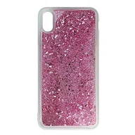 Etui i futerały do telefonów - Babaco Etui na telefon iPhone XS Max płynny efekt brokatu, różowe - miniaturka - grafika 1