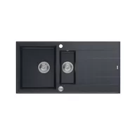 Zlewozmywaki - QUADRON Zlewozmywak EVAN 156 czarny, elementy stalowe, k.pneum. HQE5510050U8_BS_P2O0 - miniaturka - grafika 1