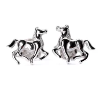 Biżuteria dla dzieci - Srebrne kolczyki 925 galopujący koń - miniaturka - grafika 1