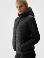 Kurtki damskie - Damska kurtka puchowa dwustronna 4F 4FWAW24TDJAF471 - czarna - miniaturka - grafika 1