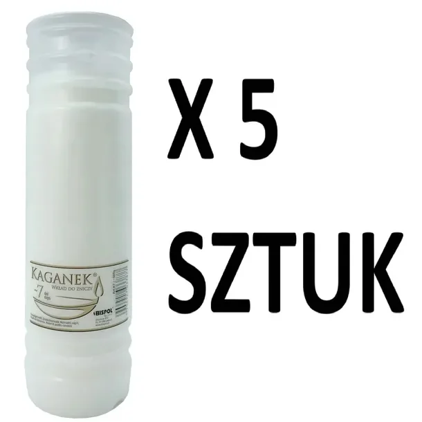 Wkład parafinowy do zniczy Bispol 22,5 cm KAGANEK 7 DNI ZESTAW 5 SZTUK