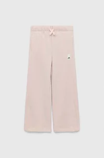 Spodnie i spodenki dla dziewczynek - adidas spodnie dresowe dziecięce kolor beżowy gładkie - grafika 1