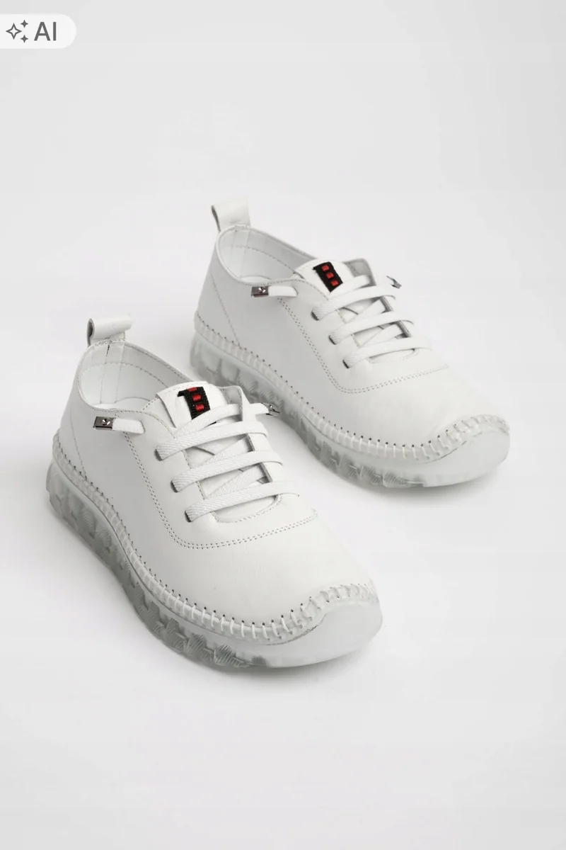 LALA SHOES BIAŁE PÓŁBUTY ZE SKÓRY NATURALNEJ NA GRUBEJ PODESZWIE 41 5IA