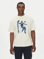 Koszulki męskie - New Balance T-Shirt MT51605 Beżowy Oversize - miniaturka - grafika 1
