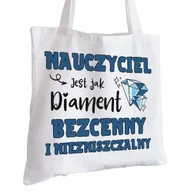 Torby i wózki na zakupy - Torba Bawełniana biała dla Nauczyciela Na Prezent ekologiczna Trwały Nadruk - miniaturka - grafika 1