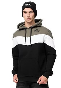 Lonsdale Męska bluza z kapturem, normalny krój, MOYROUKAN, oliwkowy/czarny/biały, XL, 117466 - Bluzy męskie - miniaturka - grafika 1
