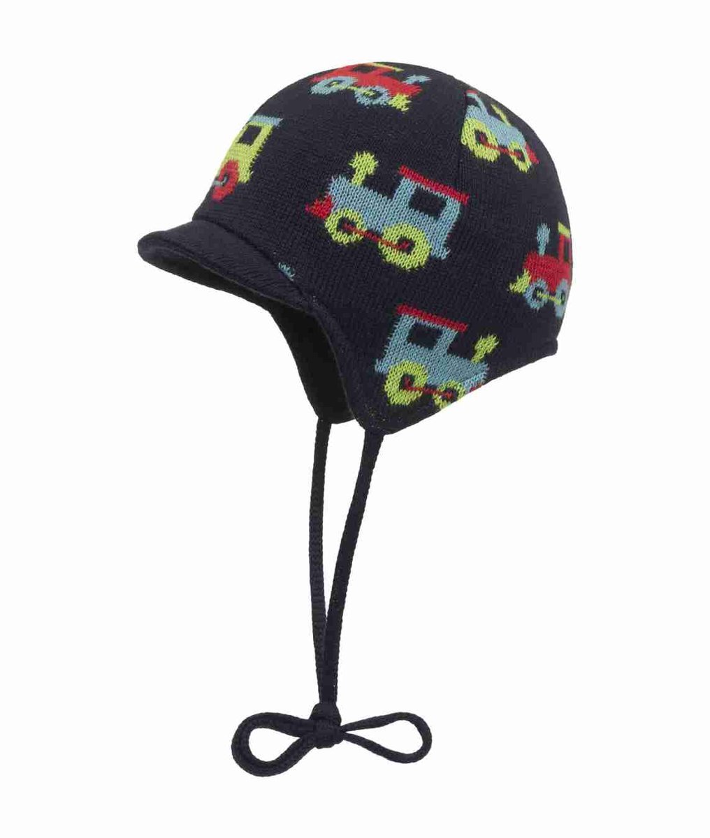 Czapka chłopięca, granatowa, ciuchcie, Döll