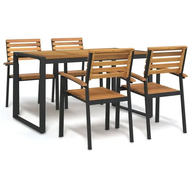 Zestaw mebli ogrodowych z litego drewna akacjowego, stół 140x80x75 cm, 4