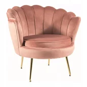 Fotele - Fotel Camellia 1 Velvet Antyczny Róż/Złoty Klasyczny Salon Aksamit - miniaturka - grafika 1