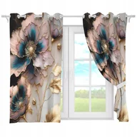Zasłony - ZASŁONY GOTOWE NA PRZELOTKACH KRÓTKIE 140x160 ZASŁONA PRZELOTKI KWIATY 180 - miniaturka - grafika 1