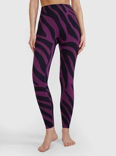 4F Legginsy funkcyjne w kolorze fioletowo-czarnym - Spodnie sportowe damskie - miniaturka - grafika 1