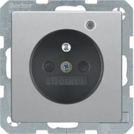 Gniazdka elektryczne - Berker Gniazdo z kontrolą zasilania Berker Q.1/Q.3/Q.7 - aluminium mat - miniaturka - grafika 1