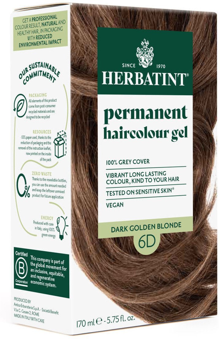 Herbatint Trwała Ziołowa farba do włosów 170ml Ciemny Złoty Blond 6D