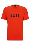 Koszulki męskie - BOSS Męski T-shirt RN z bawełny ekologicznej z dużym logo, pomarańczowy, S - miniaturka - grafika 1
