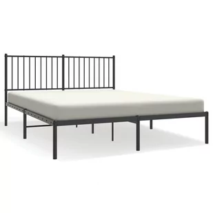 Metalowa rama łóżka z wezgłowiem, czarna, 160x200 cm Lumarko! - Łóżka - miniaturka - grafika 3