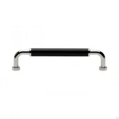 Zawiasy, okucia i inne akcesoria - Uchwyt meblowy podłużny Brohult M 128 Nikiel Polerowany z czarnym - miniaturka - grafika 1