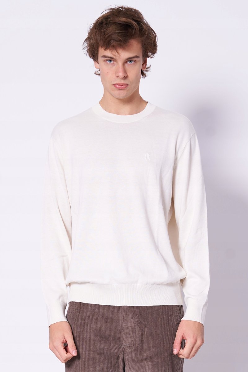 ARMANI EXCHANGE SWETER MĘSKI KREMOWY GŁADKI OKRĄGŁY DEKOLT S 17AA