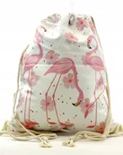 Plecaki worki - MOCNY DUŻY WOREK PLECAK TORBA GUMOWANY FLAMINGI - miniaturka - grafika 1