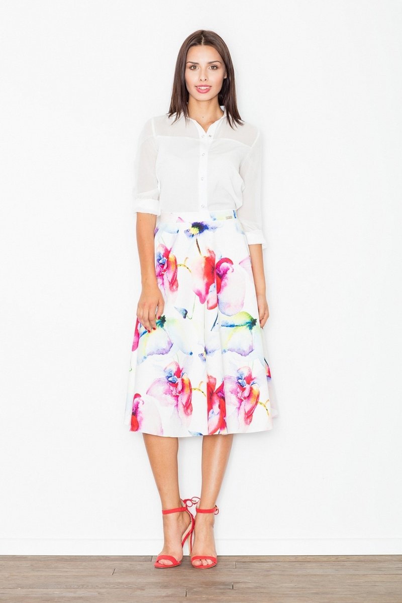 Rozkloszowana SPÓDNICA w różowe kwiaty XL