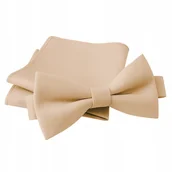 Krawaty i muchy męskie - Zestaw mucha + poszetka - szampańska - miniaturka - grafika 1