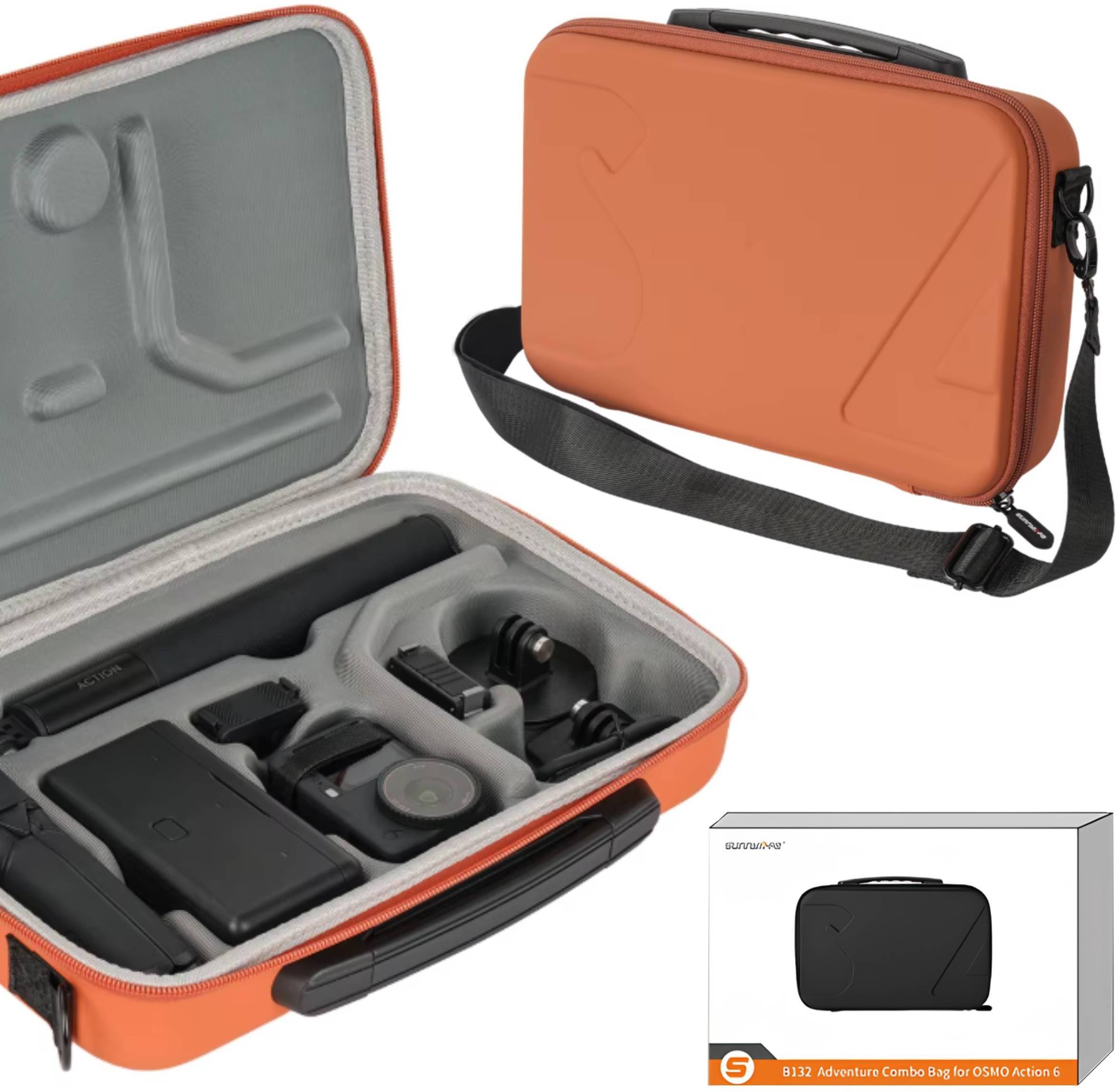 TORBA ETUI CASE COMBO FUTERAŁ DO DJI OSMO ACTION 6 / 5 PRO / 4 / 3 + AKCESORIA POMARAŃCZOWY
