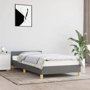 Łóżka - Lumarko Rama łóżka z zagłówkiem, ciemnoszara, 80x200 cm, obita tkaniną - miniaturka - grafika 1