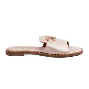 Eleganckie Klapki Damskie Błyszczące Z Ozdobą S.Barski KV27-050 Złote złoty - Klapki i japonki damskie - miniaturka - grafika 1