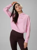 Bluzy damskie - 4F Bluza dresowa regular z kapturem damska - różowa XXL - miniaturka - grafika 1