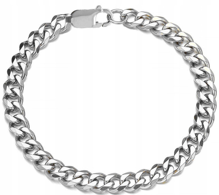 SREBRNA BRANSOLETKA PANCERKA STAL CHIRURGICZNA 316L 8 MM 20 CM