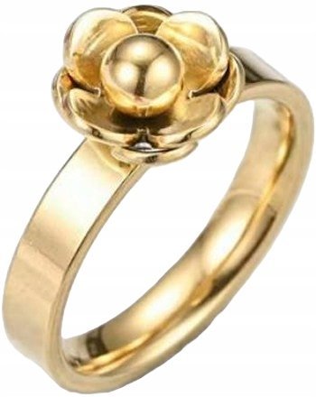 Złoty Pierścionek z Kwiatem Kwiat Elegancki Modny Stylowy Stal Szlachetna