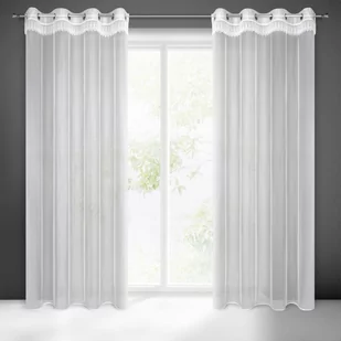 Firana Dekoracyjna Sari 140 x 250 Przelotki Biały - Firany - miniaturka - grafika 1