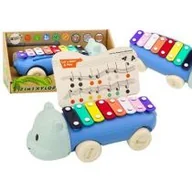 Instrumenty muzyczne dla dzieci - Leantoys Cymbałki na kółkach Hipopotam - miniaturka - grafika 1