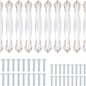 Zawiasy, okucia i inne akcesoria - Zestaw 10 antycznych rzeźbionych łukowatych uchwytów meblowych (otwór 64 mm), biały - miniaturka - grafika 1