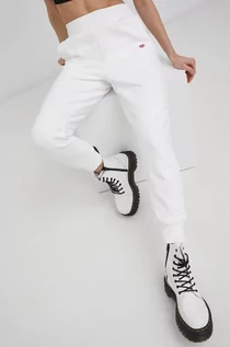 Spodnie damskie - Deus Ex Machina Deus Ex Machina Spodnie bawełniane damskie kolor biały gładkie - grafika 1