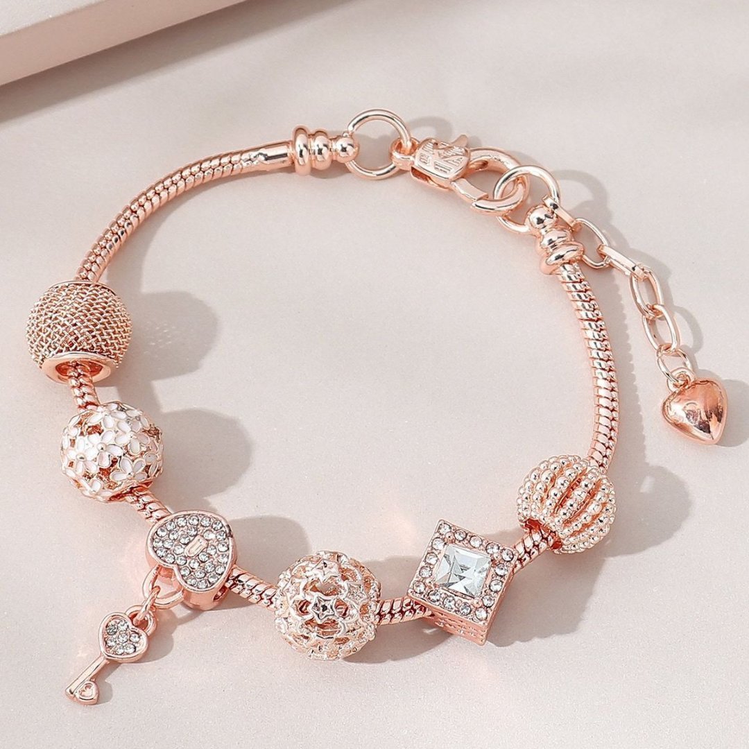 Bransoletka Rose Gold Heart & Key
