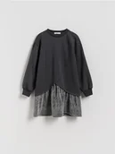 Sukienki i spódniczki dla dziewczynek - Reserved - Sukienka z łączonych materiałów - ciemnoszary - miniaturka - grafika 1