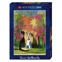 Heye Puzzle 2000 elementów. Rodzinka kotów pośród róż - Puzzle - miniaturka - grafika 1