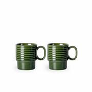 Filiżanki - Filiżanki do kawy, 2 szt., zielone, ceramika, 0,25 l, wys. 9 cm kod: SF-5018370 + Sprawdź na SuperWnetrze.pl - miniaturka - grafika 1