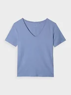 Koszulki sportowe damskie - Damski t-shirt basic 4F 4FWAW24TTSHF1649 - granatowy - miniaturka - grafika 1