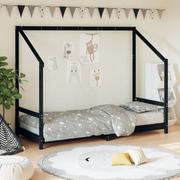 Łóżeczka i kojce - vidaXL Rama łóżka, czarna, 80x200 cm, lite drewno sosnowe - miniaturka - grafika 1