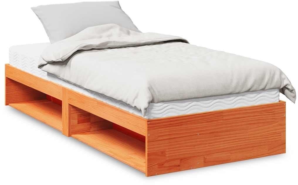 Day Bed with Mattress Wax Brown Solid Pine Wood, Plywood, 22D PU Foam