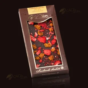 Czekolada gorzka 70,4% pigwa i truskawka 85 g M.Pelczar Chocolatier M00-3DA8-104FD - Batoniki - miniaturka - grafika 1