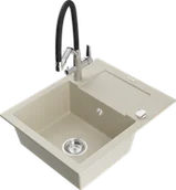 Zlewozmywaki z baterią - Mexen Enzo zlewozmywak granitowy 1-komorowy z ociekaczem i baterią kuchenną Duo, beżowy - 6506-69-671701-07 - miniaturka - grafika 1