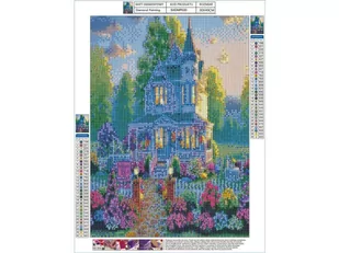 Haft Diamentowy, Obraz, Mozaika Diamentowa Diamond Painting, WILLA Z OGRODEM 30x40cm - Rękodzieło - miniaturka - grafika 1